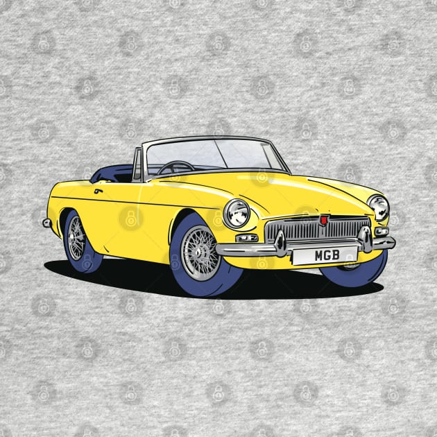 MGB Vintage Car in Gold Yellow by Webazoot
